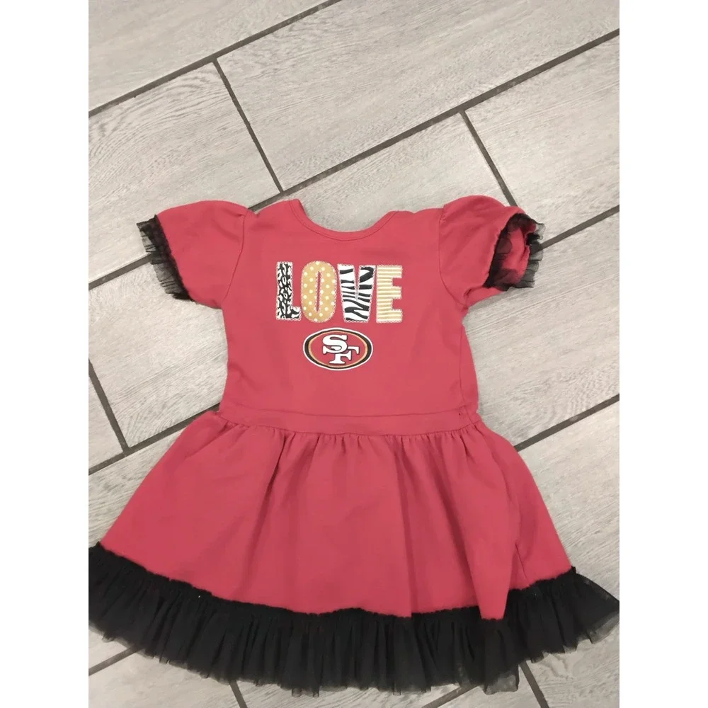 NFL Team Apparel San Francisco 49ers Girls Red Tulle Ruffle Dress 4T LOVE‎ SF